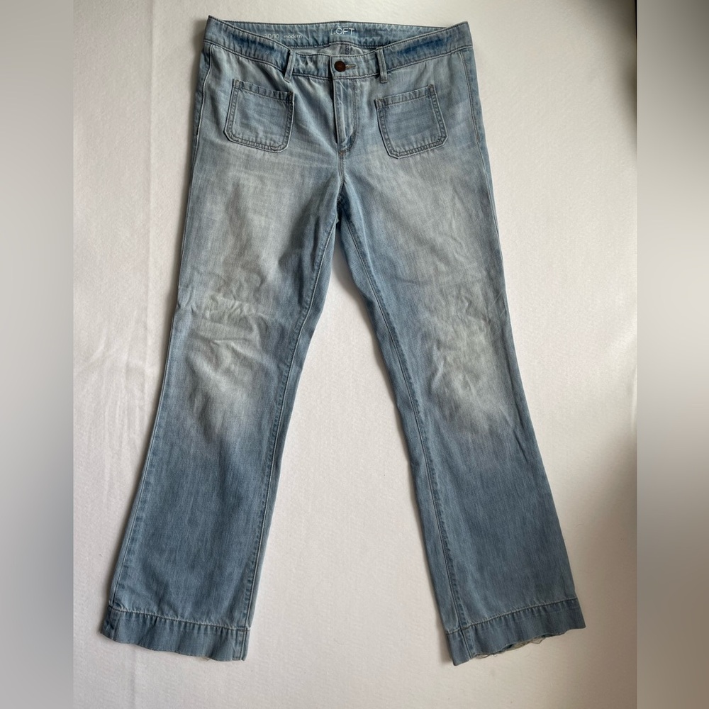 LOFT 30/10 Modern Fit Wide Leg Patch Pocket Lightwash Jeans
